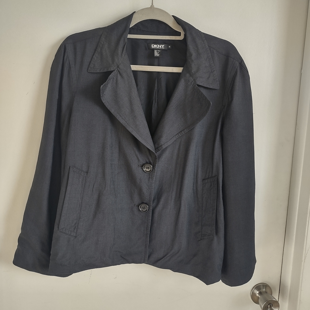 DKNY 100%Silk Women's Dark Gray Blazer